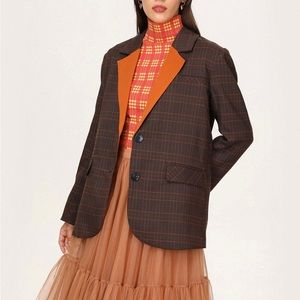 CIDER Plaid Pattern Blazer